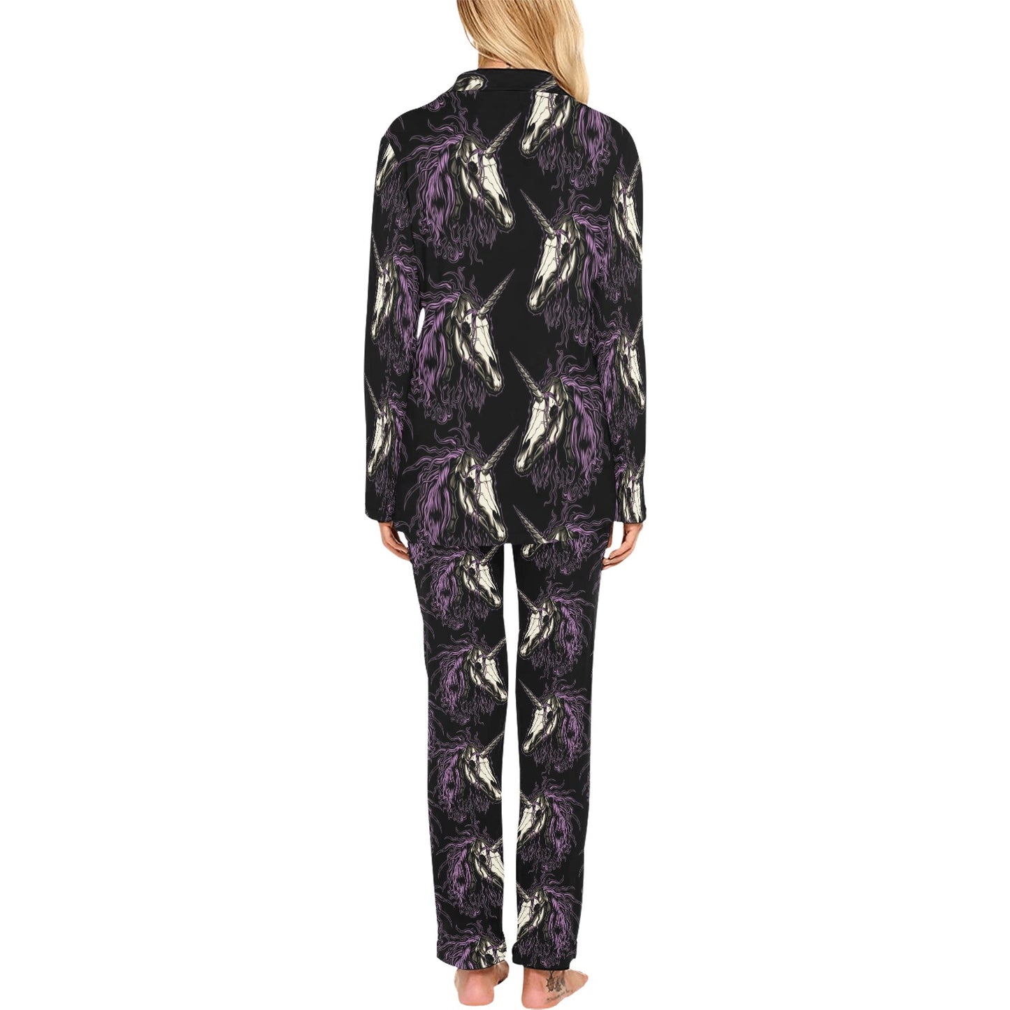 Unicorn Skull head Women's Long Pajama Set