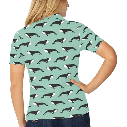 Whale Print Design LKS307 Women's Polo Shirt