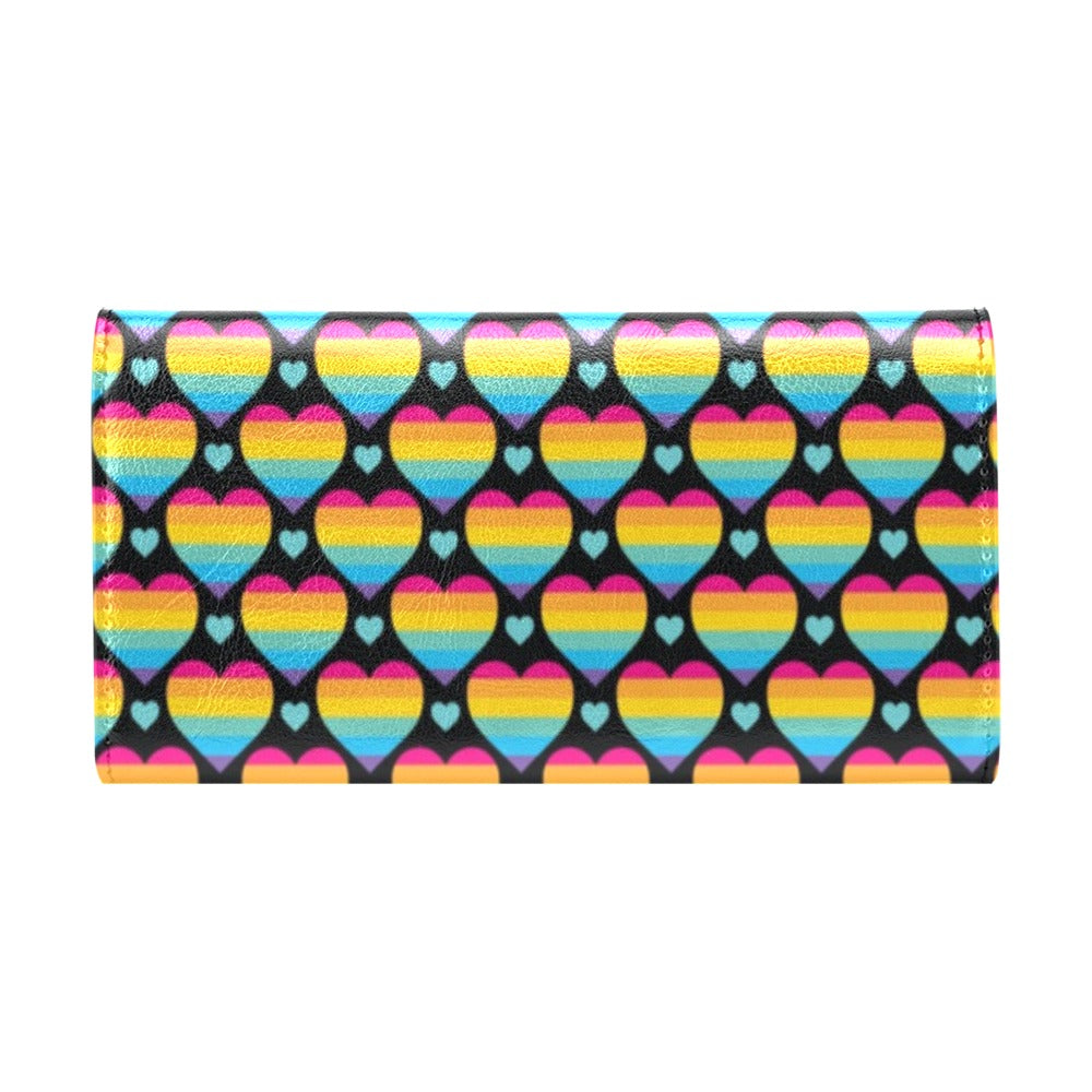 Rainbow Heart Print Pattern Women's Trifold Wallet