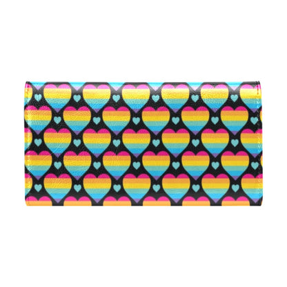 Rainbow Heart Print Pattern Women's Trifold Wallet
