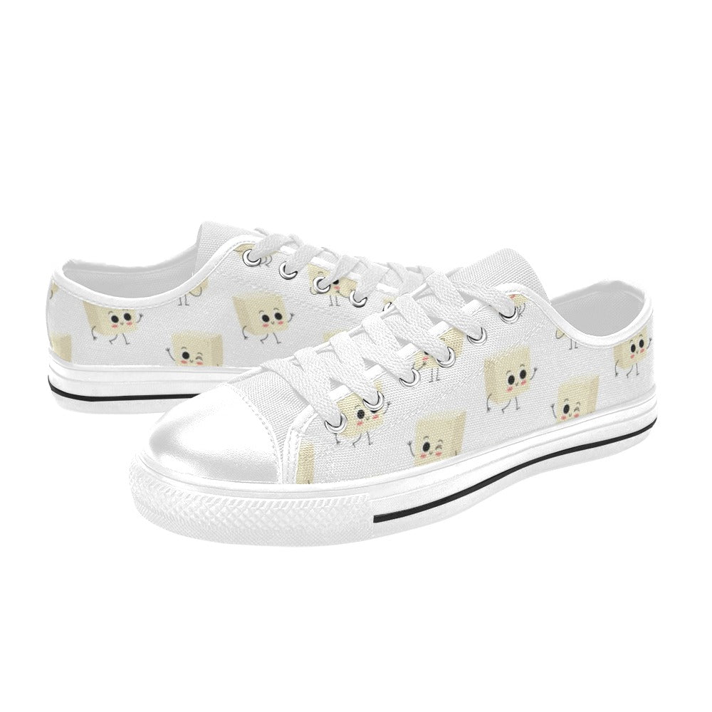 Tofu Print Design LKS301 Women's White Low Top Shoes