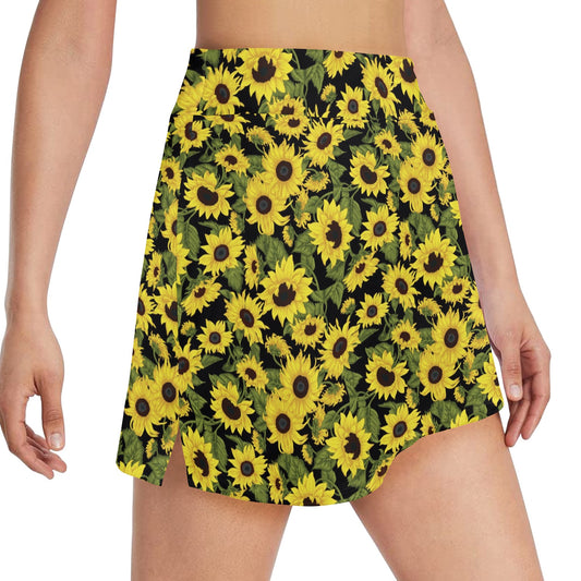 Sunflower Fresh Bright Color Print 17" Golf & Pickleball Skort with Pockets