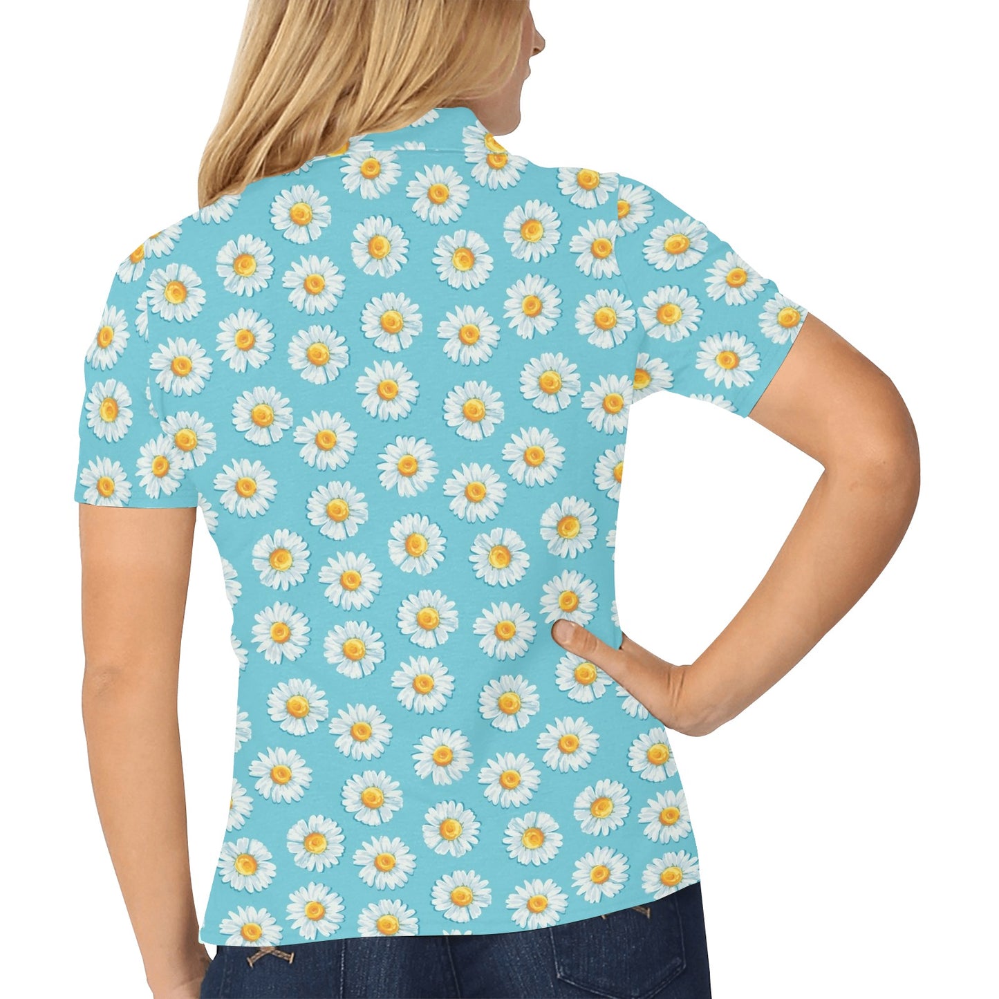 Daisy Pattern Print Design DS03 Women's Polo Shirt