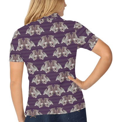 Leopard Pattern Print Design 01 Women's Polo Shirt