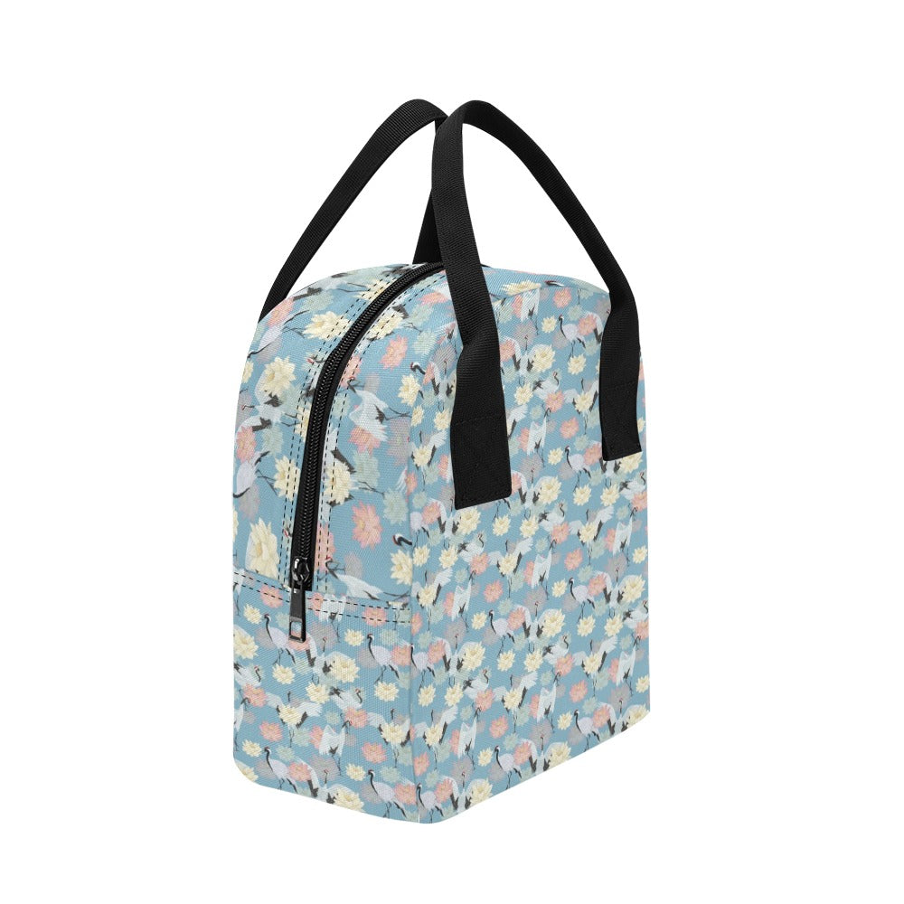Water Lily Print Design LKS304 Insulated Lunch Bag
