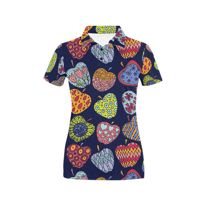 Apple Pattern Print Design AP05 Women's Polo Shirt