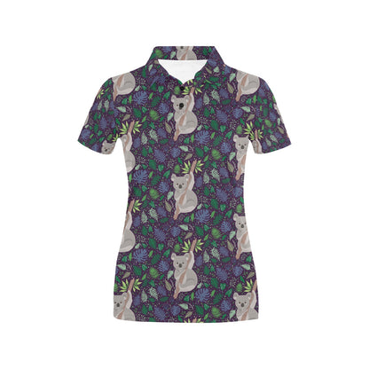 Koala Pattern Print Design 06 Women's Polo Shirt