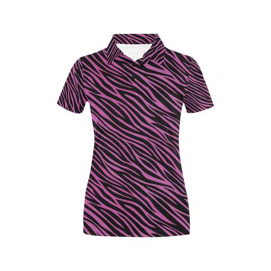 Zebra Pink Print Design LKS304 Women's Polo Shirt