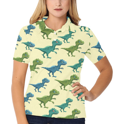 T Rex Pattern Print Design A04 Women's Polo Shirt