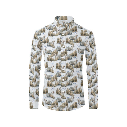 Walrus Print Design LKS401 Men's Long Sleeve Dress Shirt