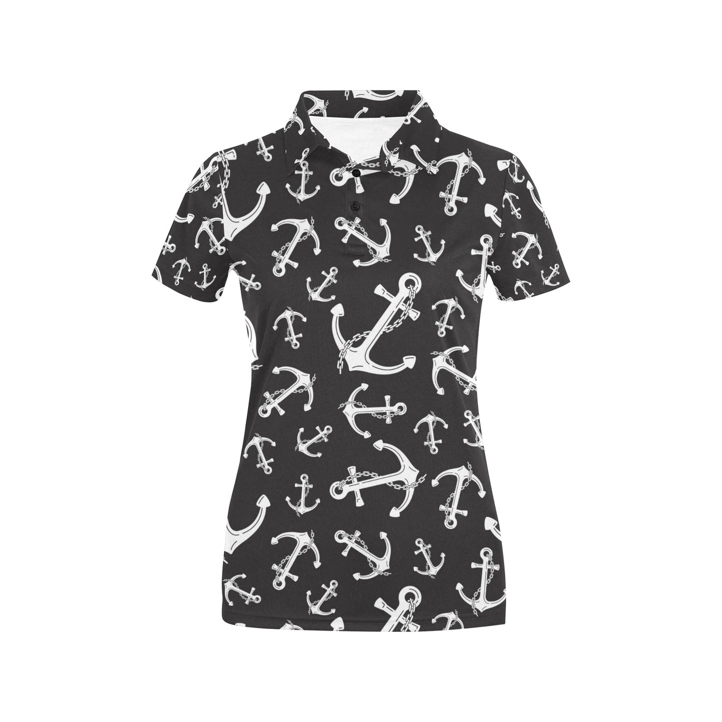 Anchor Black White Women's Polo Shirt