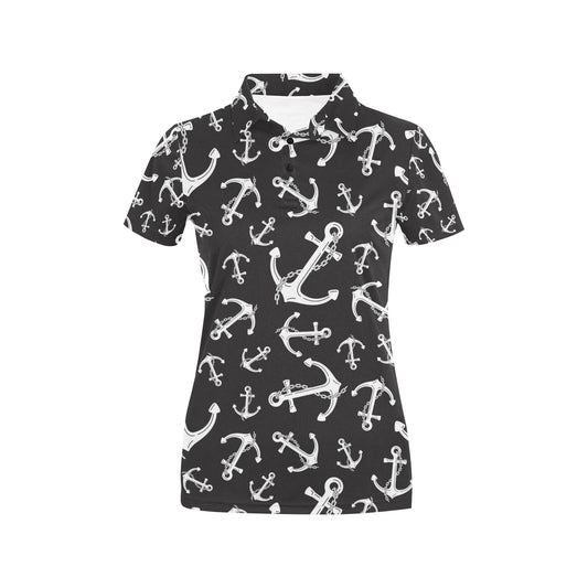 Anchor Black White Women's Polo Shirt
