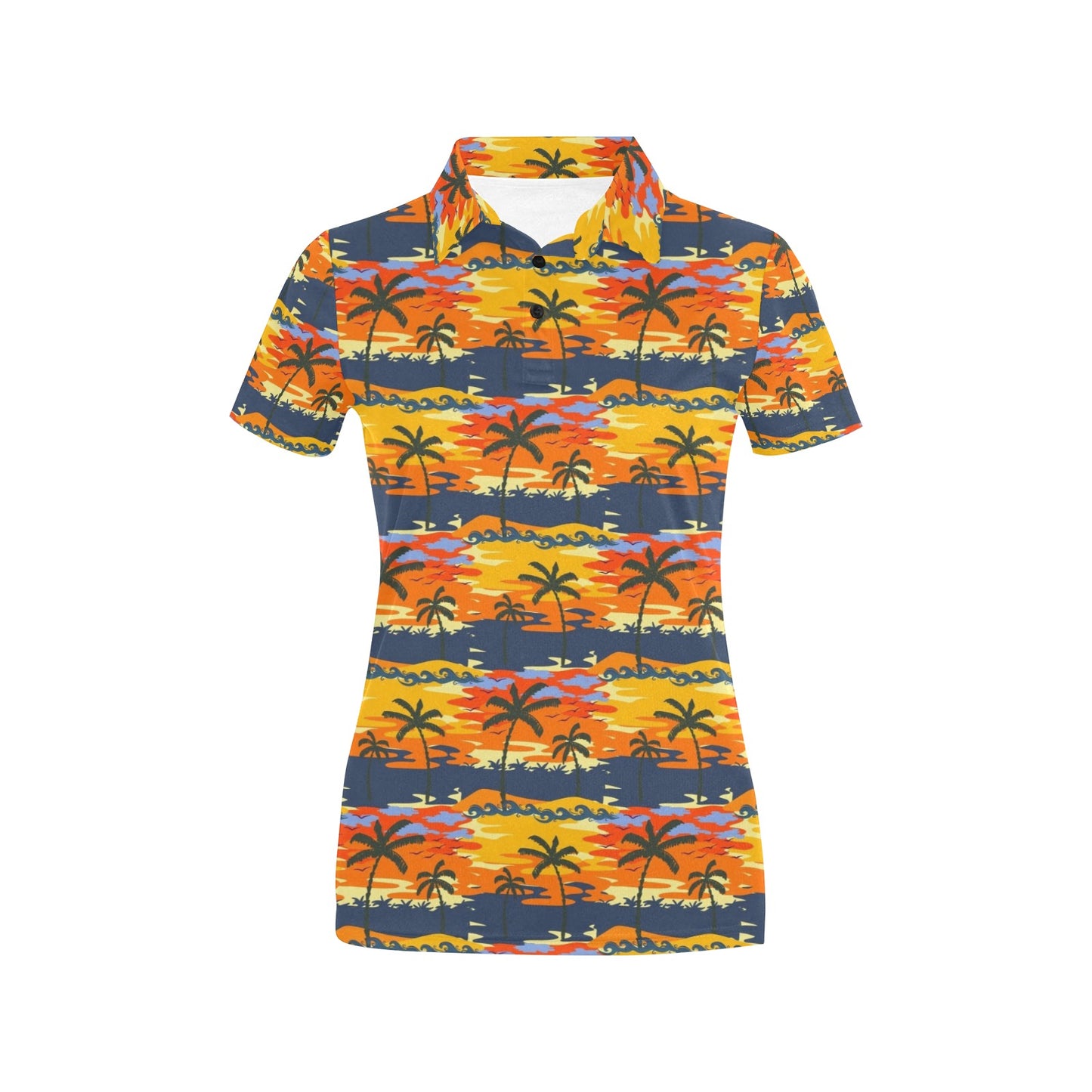 Palm Tree Pattern Print Design PT010 Women's Polo Shirt