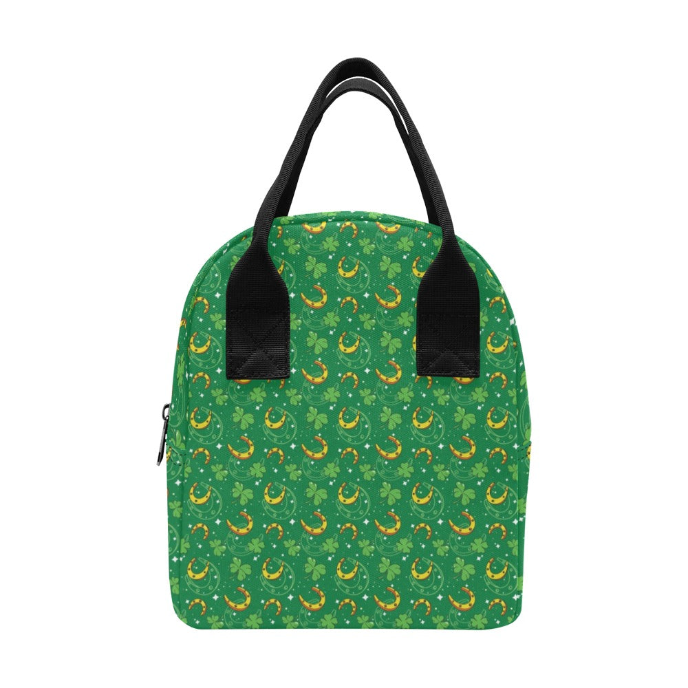 Shamrock With Horse Shoes Print Design LKS305 Insulated Lunch Bag
