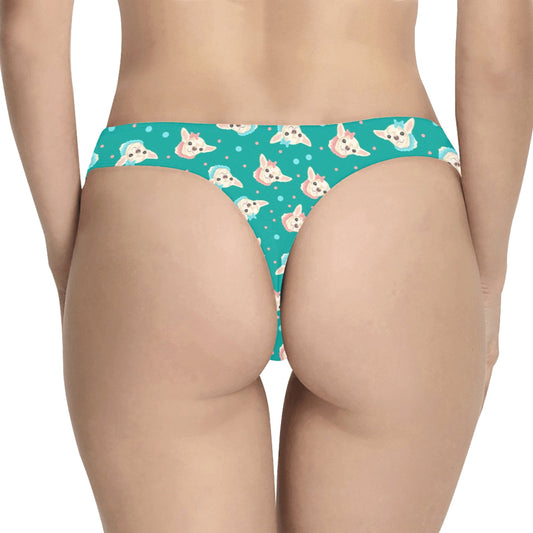 Chihuahua Polka Dot Pattern Women's Thongs