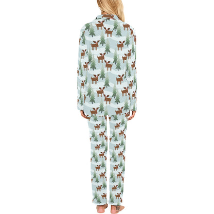 Moose Print Design LKS402 Women's Long Pajama Set