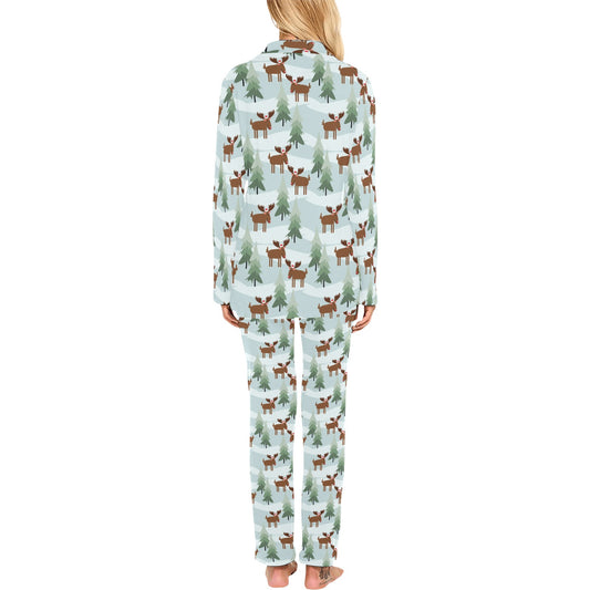 Moose Print Design LKS402 Women's Long Pajama Set