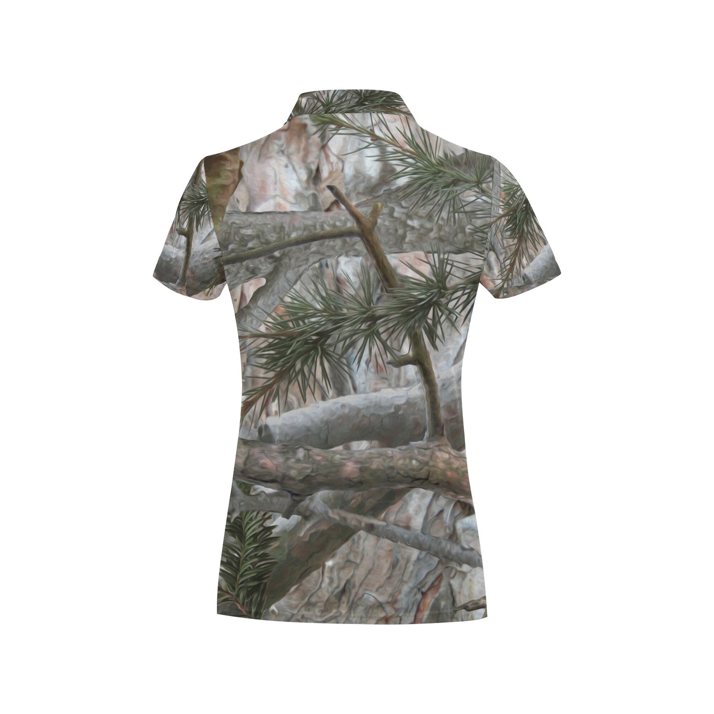 Camo Realistic Tree Forest Pattern Women's Polo Shirt