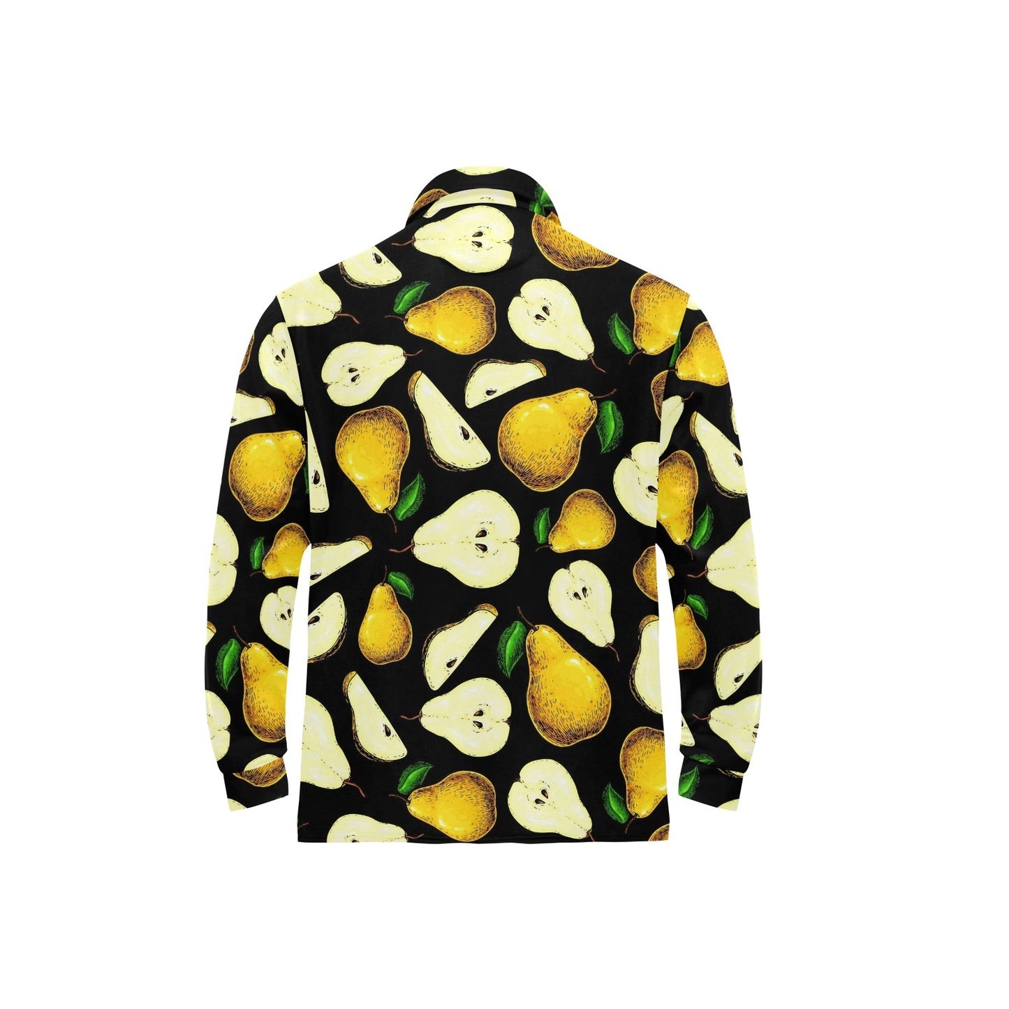 Pear Pattern Print Design PE01 Long Sleeve Polo Shirt For Men's