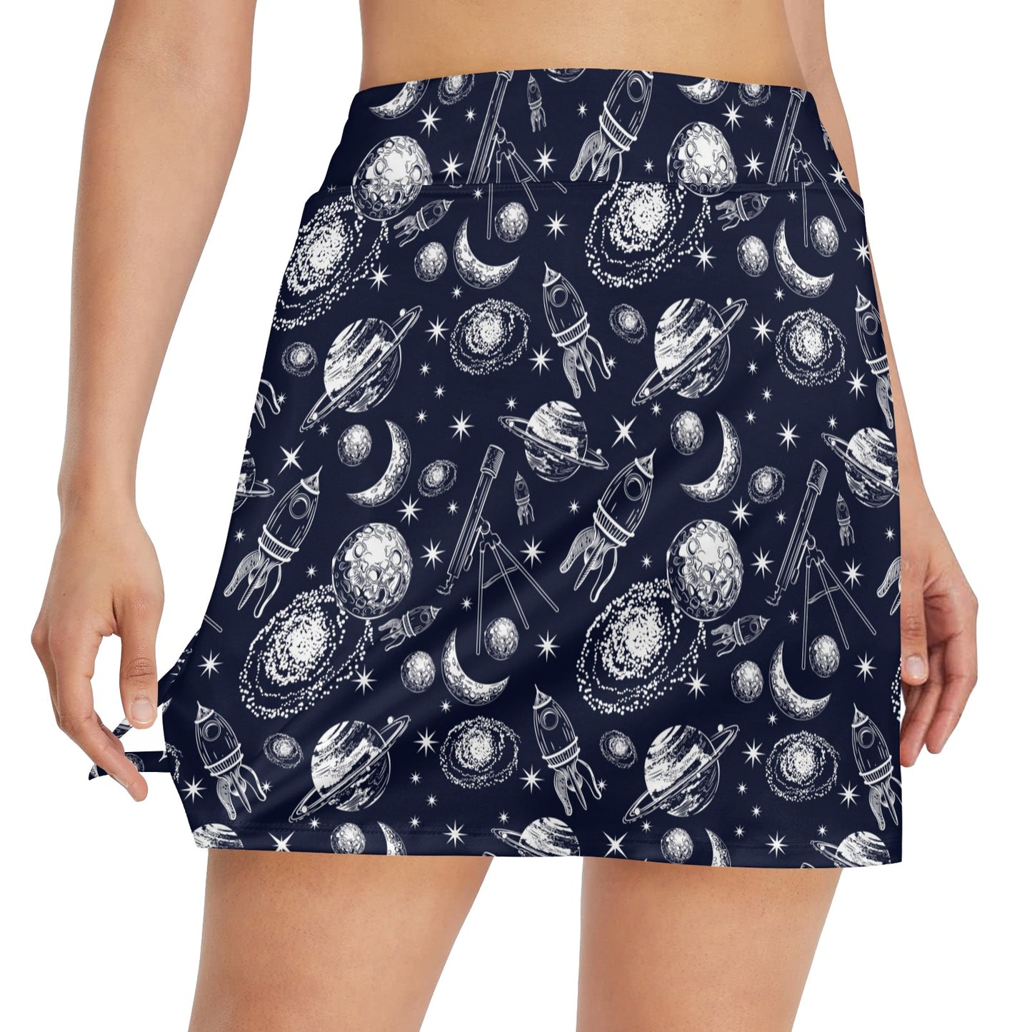 Space Rocket Print Design LKS301 17" Golf & Pickleball Skort with Pockets