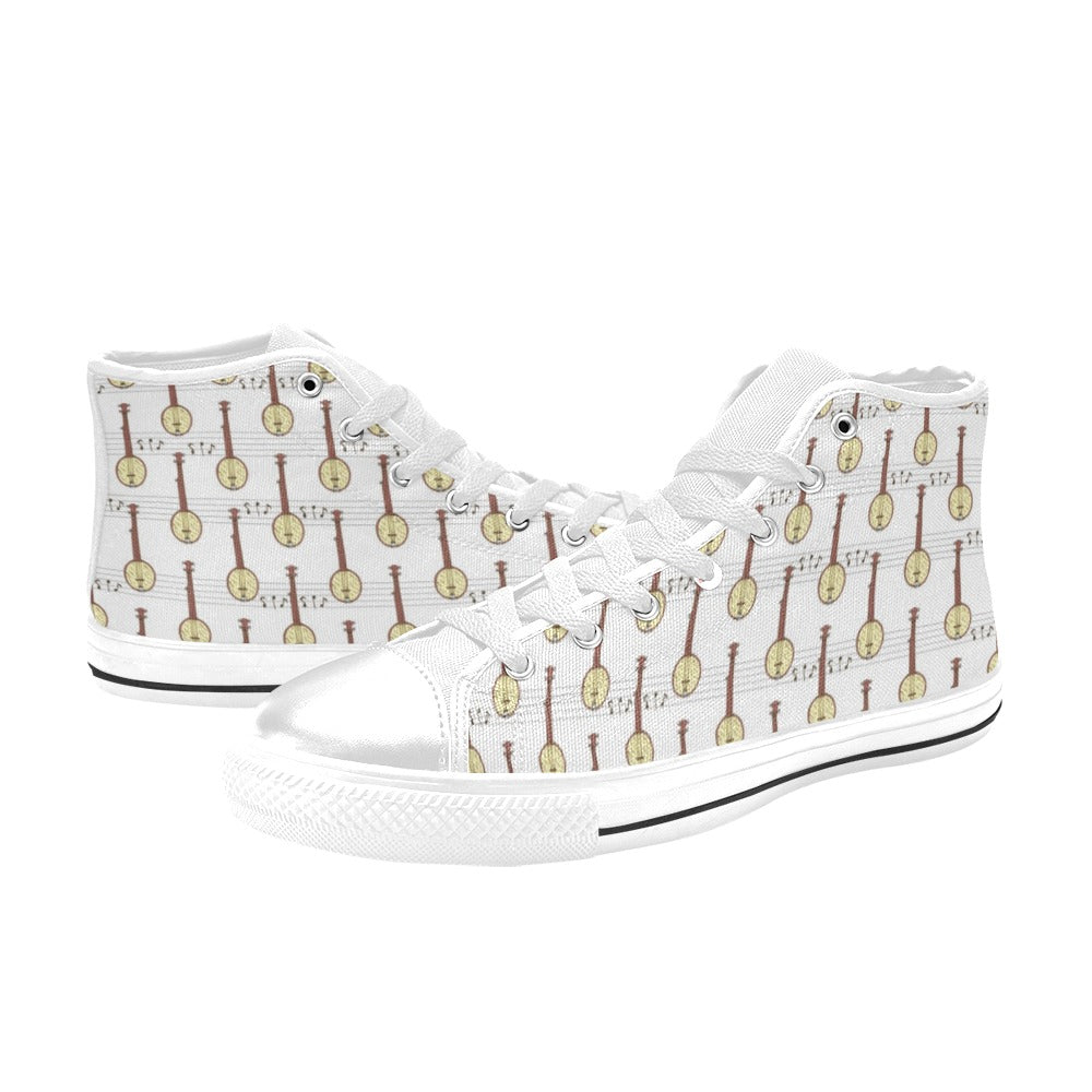 Banjo Print Design LKS402 Men's High Top Canvas Shoes