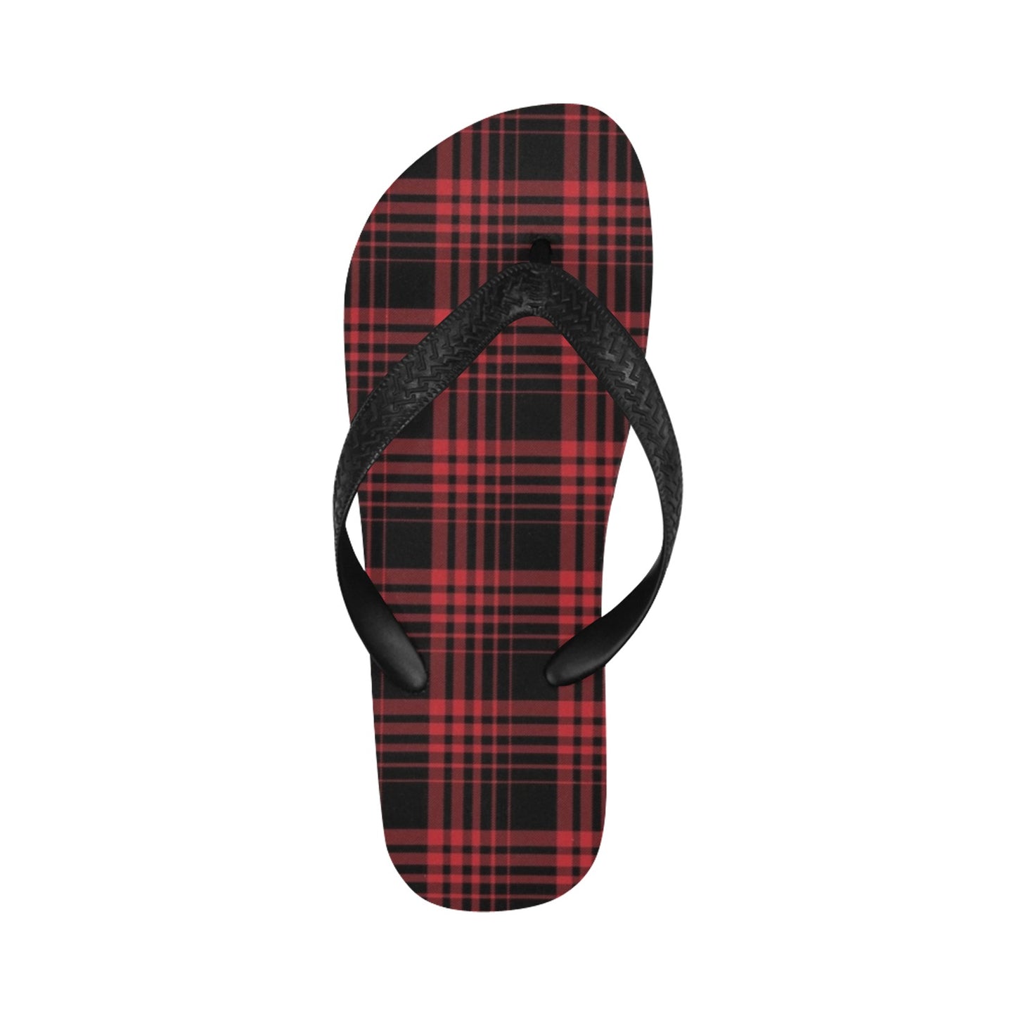 Tartan Red Black Print Design LKS303 Flip Flops