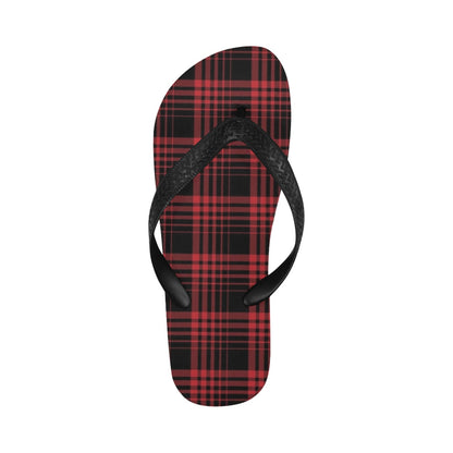 Tartan Red Black Print Design LKS303 Flip Flops