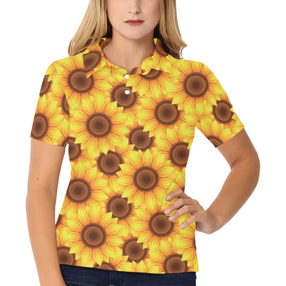 Sunflower Pattern Print Design SF07 Women's Polo Shirt