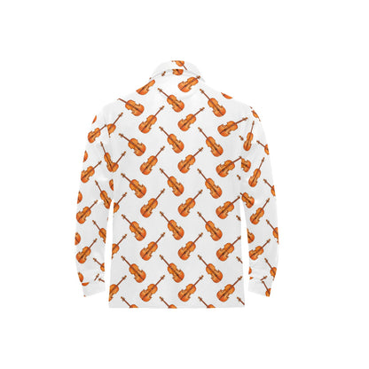 Violin Print Design LKS401 Long Sleeve Polo Shirt For Men's