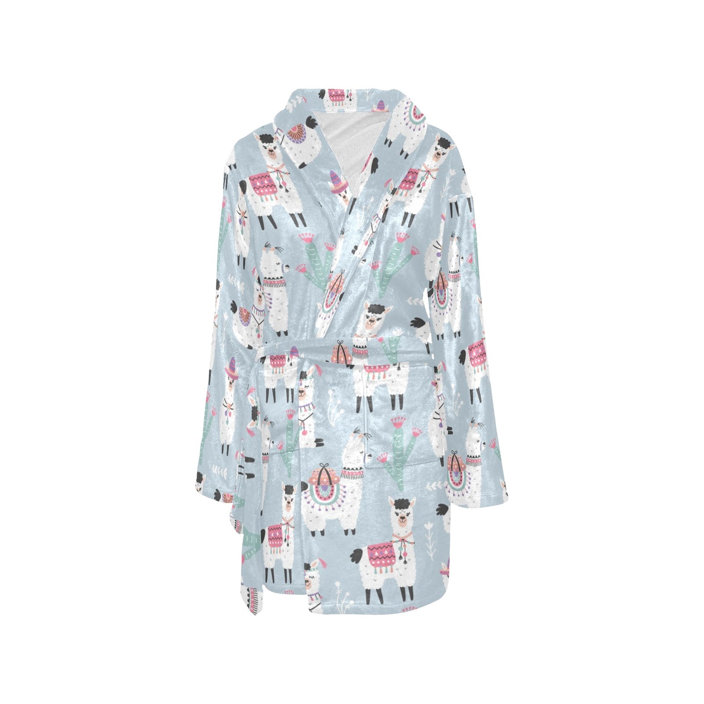Llama Pattern Print Design 04 Women's Fleece Robe