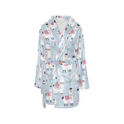 Llama Pattern Print Design 04 Women's Fleece Robe