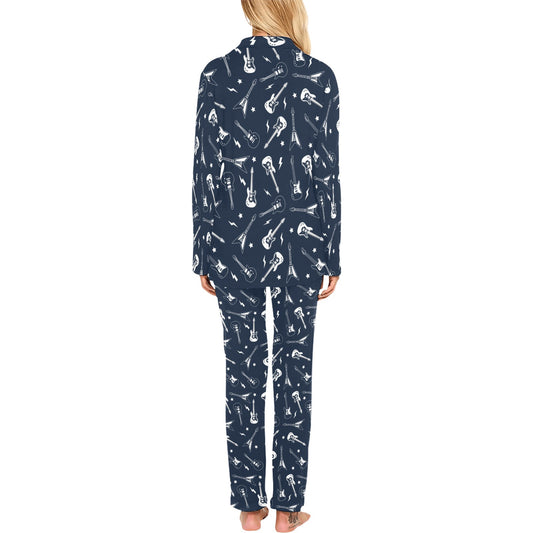 Electric Guitar Print Design LKS402 Women's Long Pajama Set