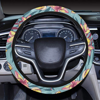 Summer Floral Print Design LKS304 Steering Wheel Cover with Elastic Edge