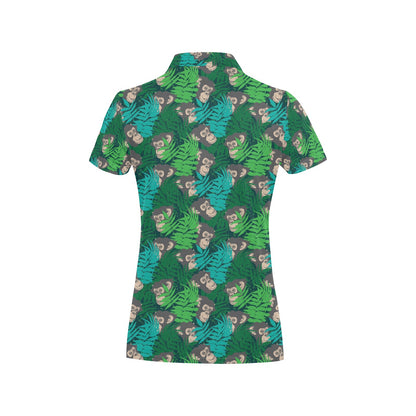 Chimpanzee Pattern Print Design 01 Women's Polo Shirt