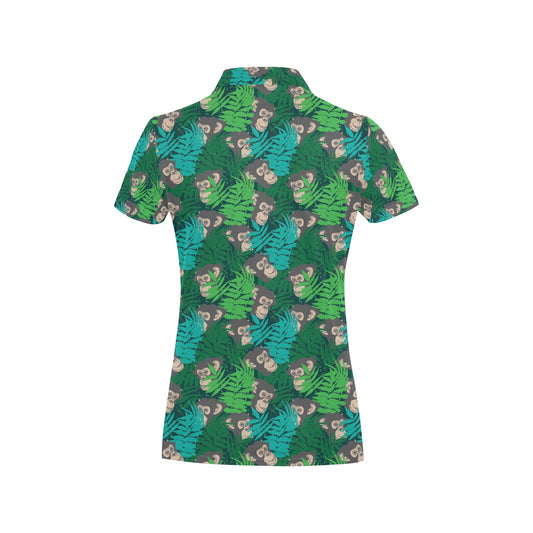 Chimpanzee Pattern Print Design 01 Women's Polo Shirt