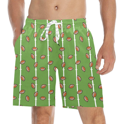 American Football on Field Themed Print Men's Swim Trunks Beach Shorts