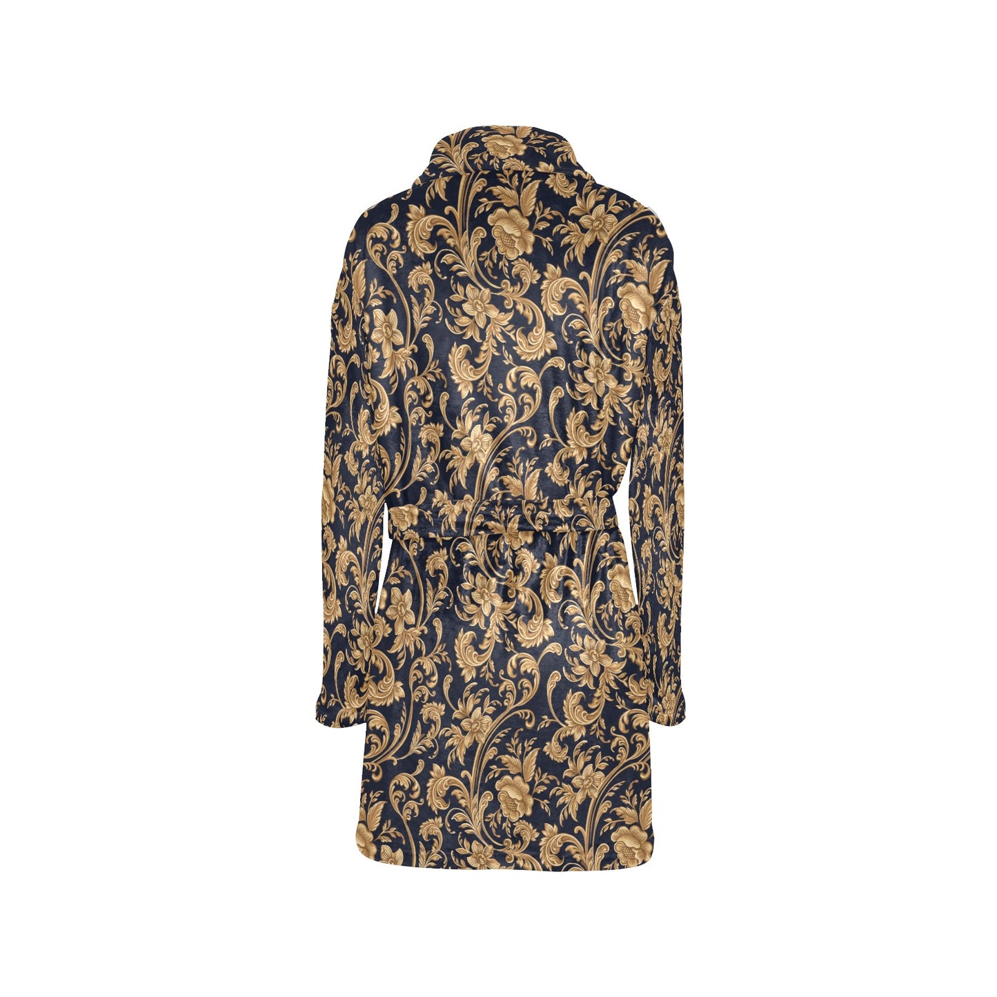 Baroque Golden Pattern Print Design 03 Women's Fleece Robe