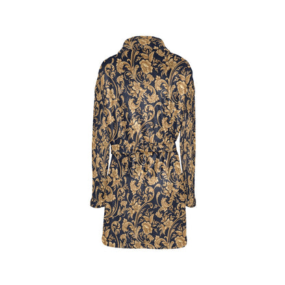 Baroque Golden Pattern Print Design 03 Women's Fleece Robe