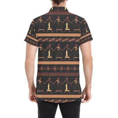 Ancient Greek Human Print Design LKS306 Men Short Sleeve Button Up Shirt