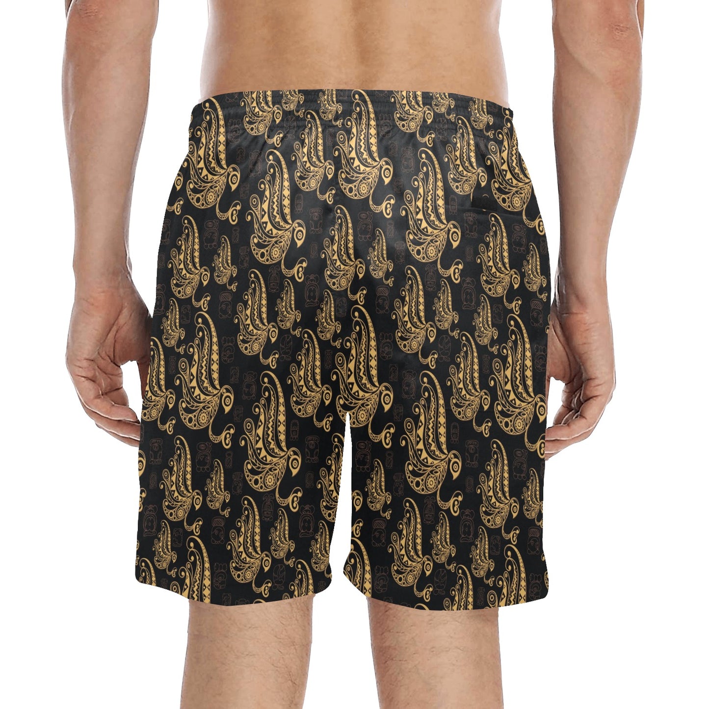 Owl Tribal Polynesian Design Print Men's Swim Trunks Beach Shorts