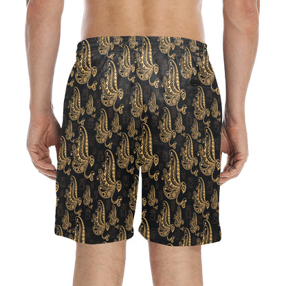 Owl Tribal Polynesian Design Print Men's Swim Trunks Beach Shorts
