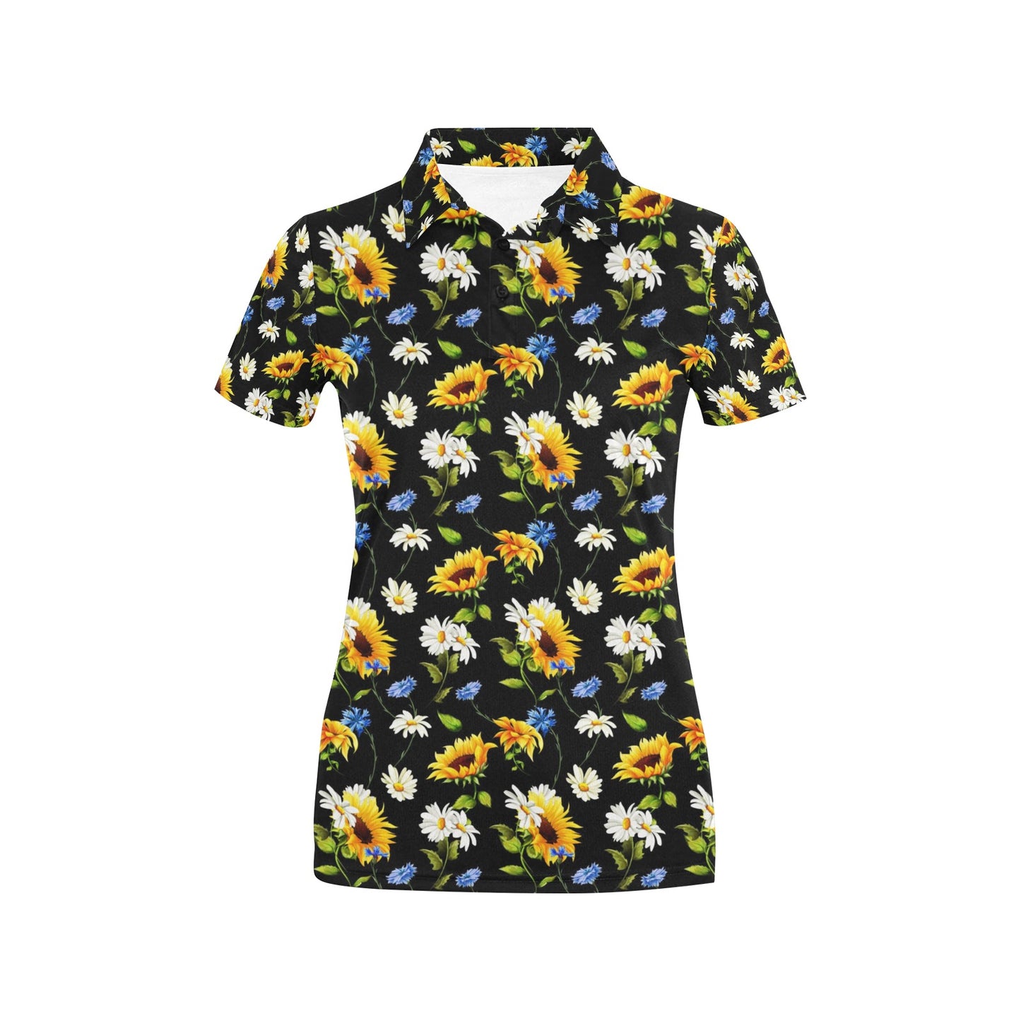 Sunflower Chamomile Bright Color Print Women's Polo Shirt