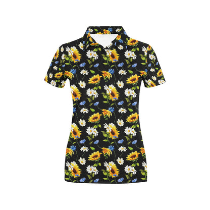Sunflower Chamomile Bright Color Print Women's Polo Shirt