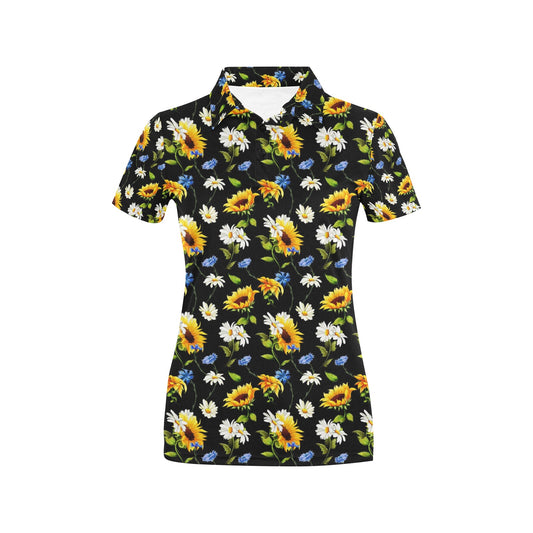 Sunflower Chamomile Bright Color Print Women's Polo Shirt