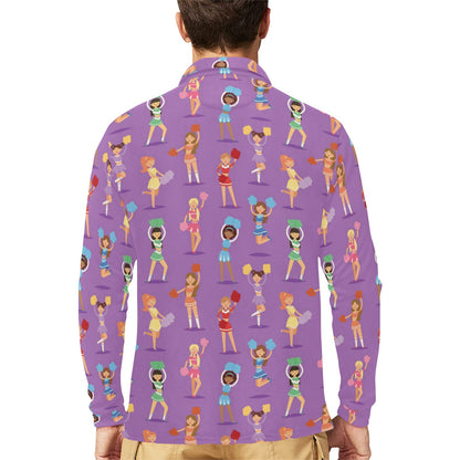 Cheerleader Pattern Print Design 02 Long Sleeve Polo Shirt For Men's
