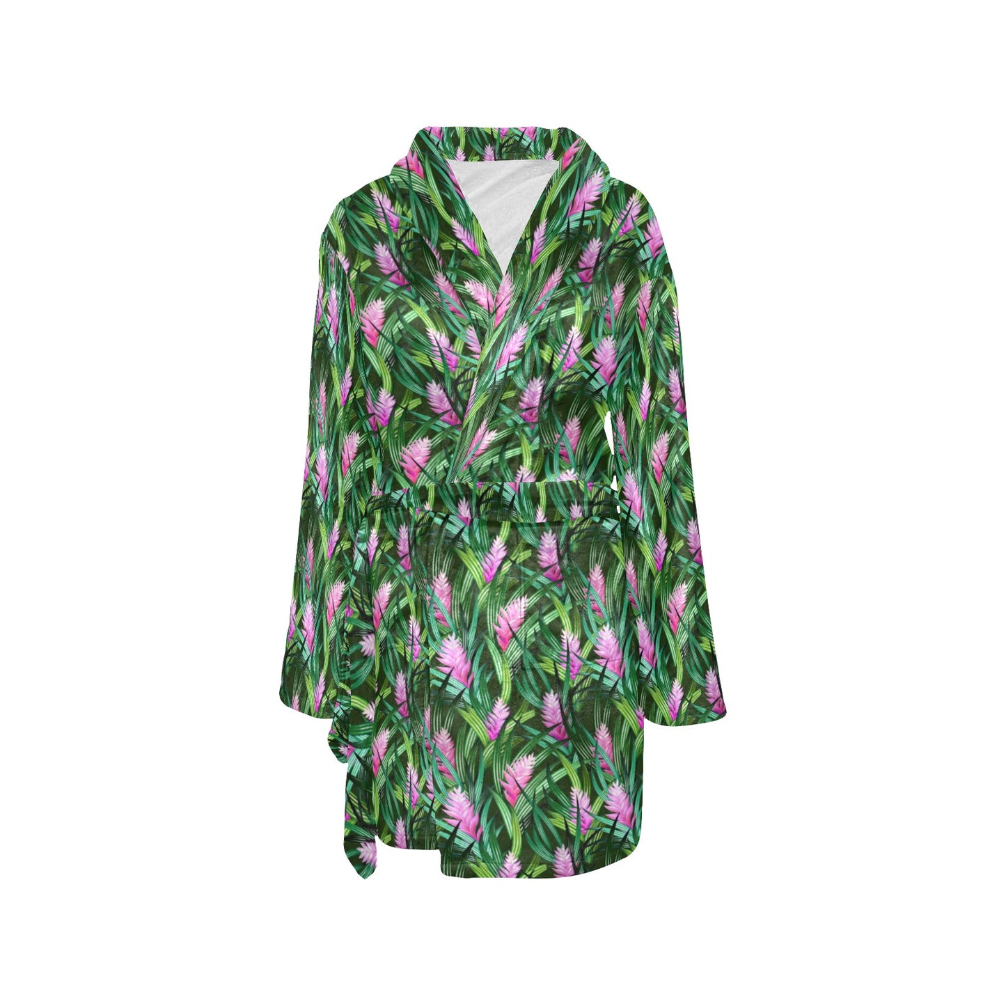 Tropical Folower Pink Heliconia Print Women's Fleece Robe