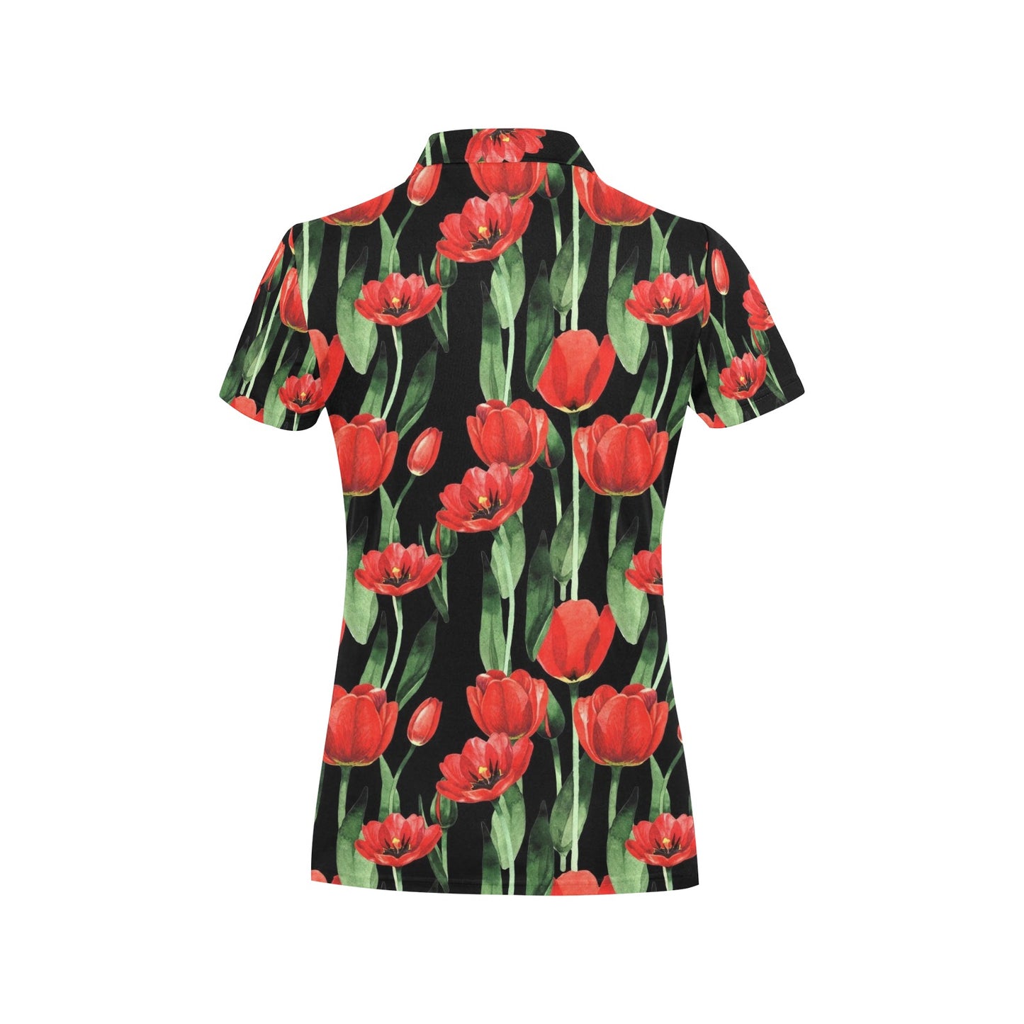 Tulip Pink Pattern Print Design TP06 Women's Polo Shirt