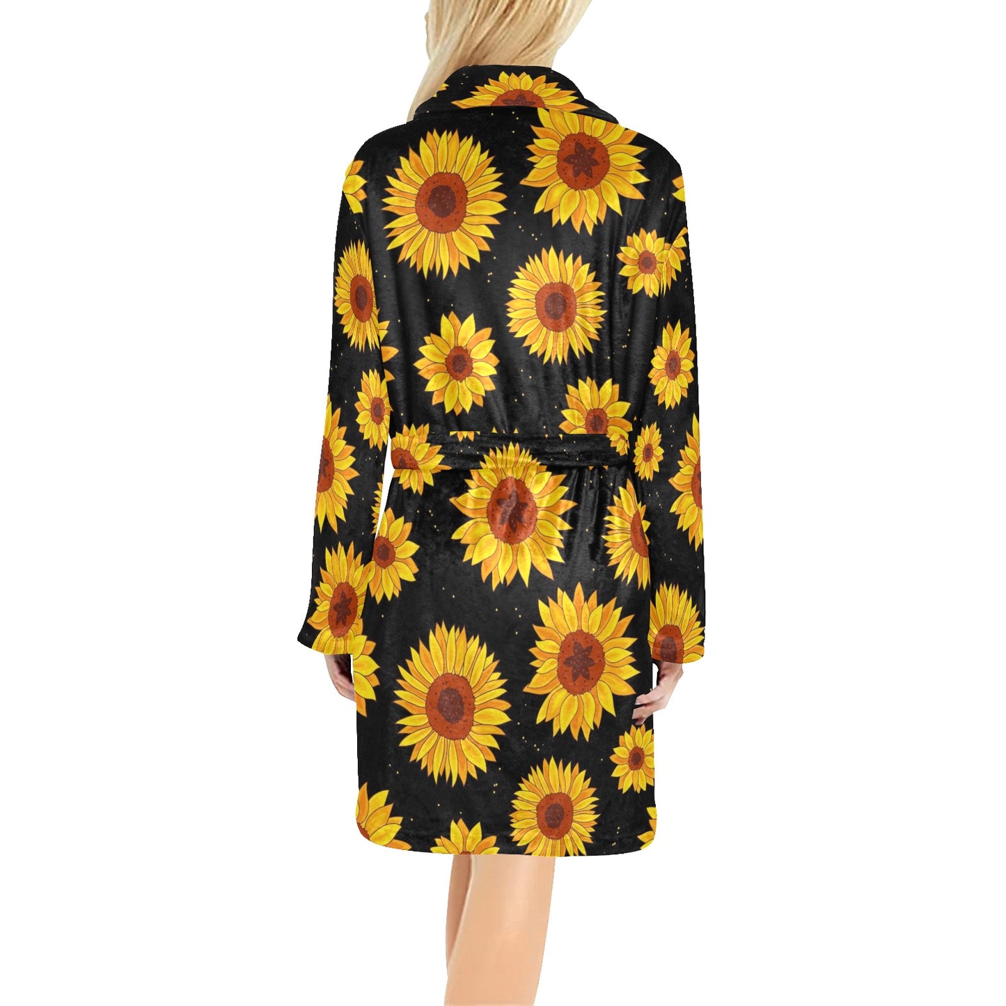 Sunflower Pattern Print Design SF09 Women's Fleece Robe