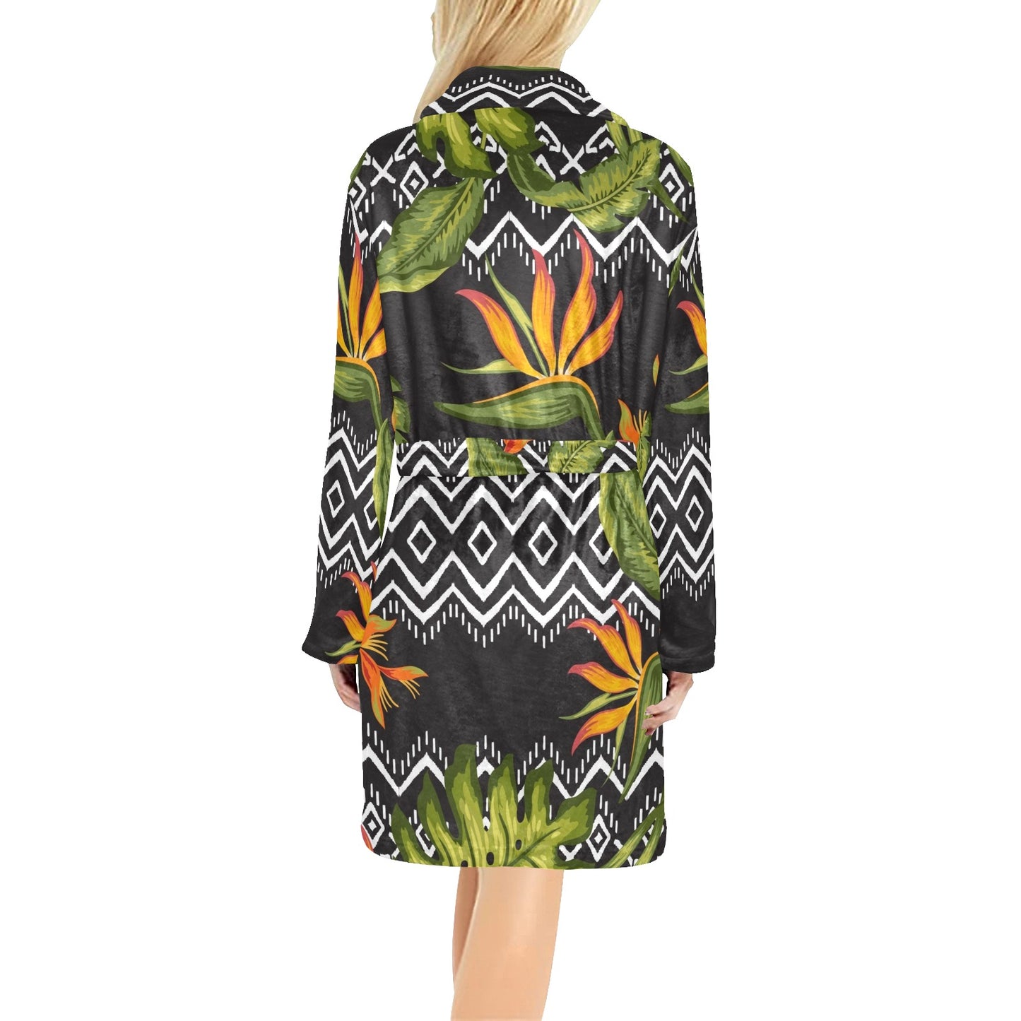 Bird Of Paradise Pattern Print Design BOP07 Women's Fleece Robe