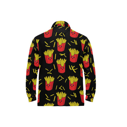 French Fried Pattern Print Design 03 Long Sleeve Polo Shirt For Men's